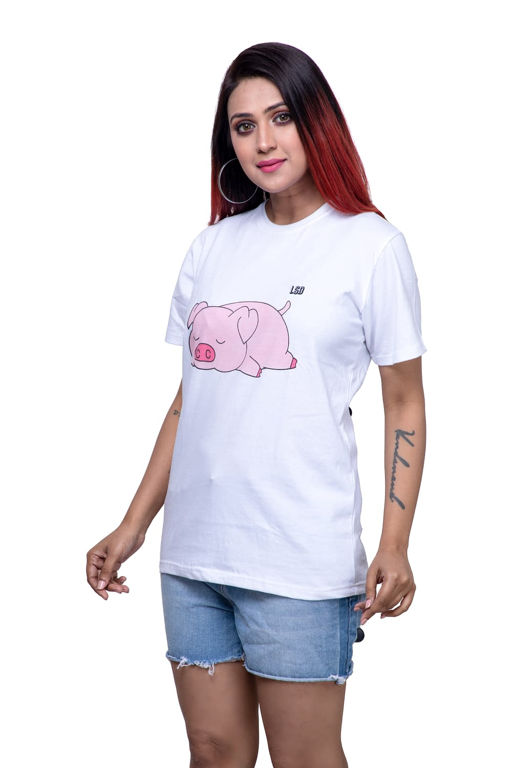 Lazy Pig White Boyfriend t-shirt 1